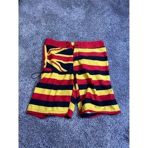 Wailoa Board Shorts Mens 14 Red Yellow Black Striped Swim Trunks Surf Shorts